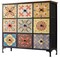 Dresser, Nine-Drawer Bedroom Dresser, Big Dressers & Chest of Drawers, Fabric Dresser for Bedroom, Bohemian Storage Drawers, Printed, Wooden Top